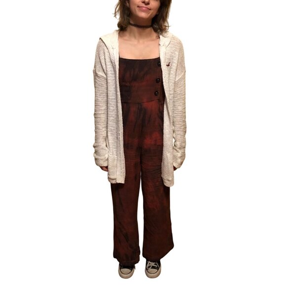 Vtg Forever 21 Custom Tie Dye Wide-Leg Linen Jumpsuit • Boho Hippie Y2K Coastal - Picture 15 of 16